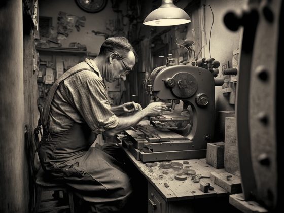 Craftsman working on a tool workshop